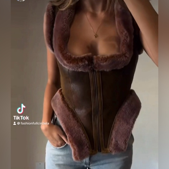 Jean Paul Gaultier Jackets & Blazers - Jean Paul Gaultier Brown Suede Vest with Mauve Trim